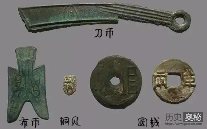 战国四大货币体系：燕齐的刀形币、三晋的铲形币、楚国的蚁鼻钱和周、秦的圆钱